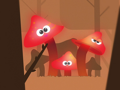 Motiontober 2023 - Jour 17: Champignons 2d animation cute fantasy forest gid jump loop motion design motion graphics mushrooms red tenderness