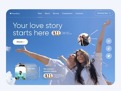 HeartSync | Promo Landing clean date dating dating app design mobile new platform popular product product designer promo promo landing ui ux uxui web web design