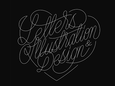 Letters, Illustration & Design - Lettering design heart illustration lettering letters love monoline outline lettering postcard script stroke stroke lettering