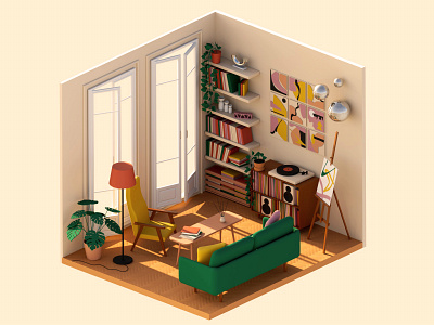 3D Room — Summer Living Room 3d arnold cg cinema4d intensive redshift render rozov visualisation wnbl