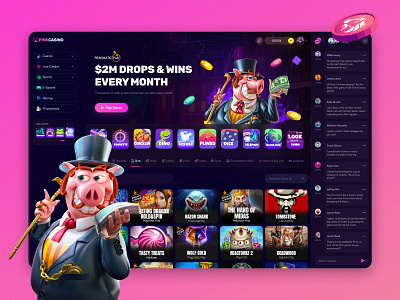 PINK | Online Casino app bet betting casino platform crypto design gambling game interface online casino p2e popular slots ui ux web interface web3