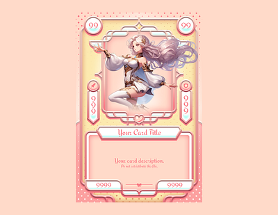 RPG Card Template - Magical Girls Style ( editable .psd file) anime card cute design gaming graphic design illustration photoshop pink rpg template ui vector