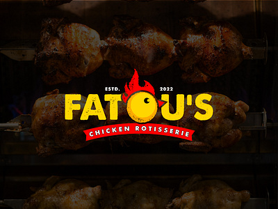 Fatou's Chicken Rotisserie Logo Design branding chic chick chicken chicken logo flame graphic design logo restaurant rotisserie rotisserie logo rustic