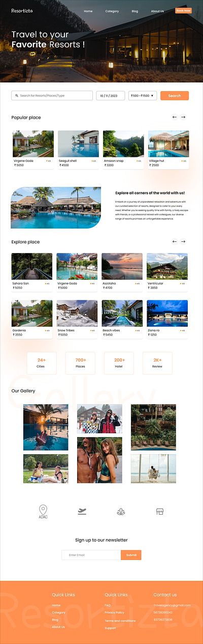 Resortizta good minimalistic popular resort travel agency travel booking uiux