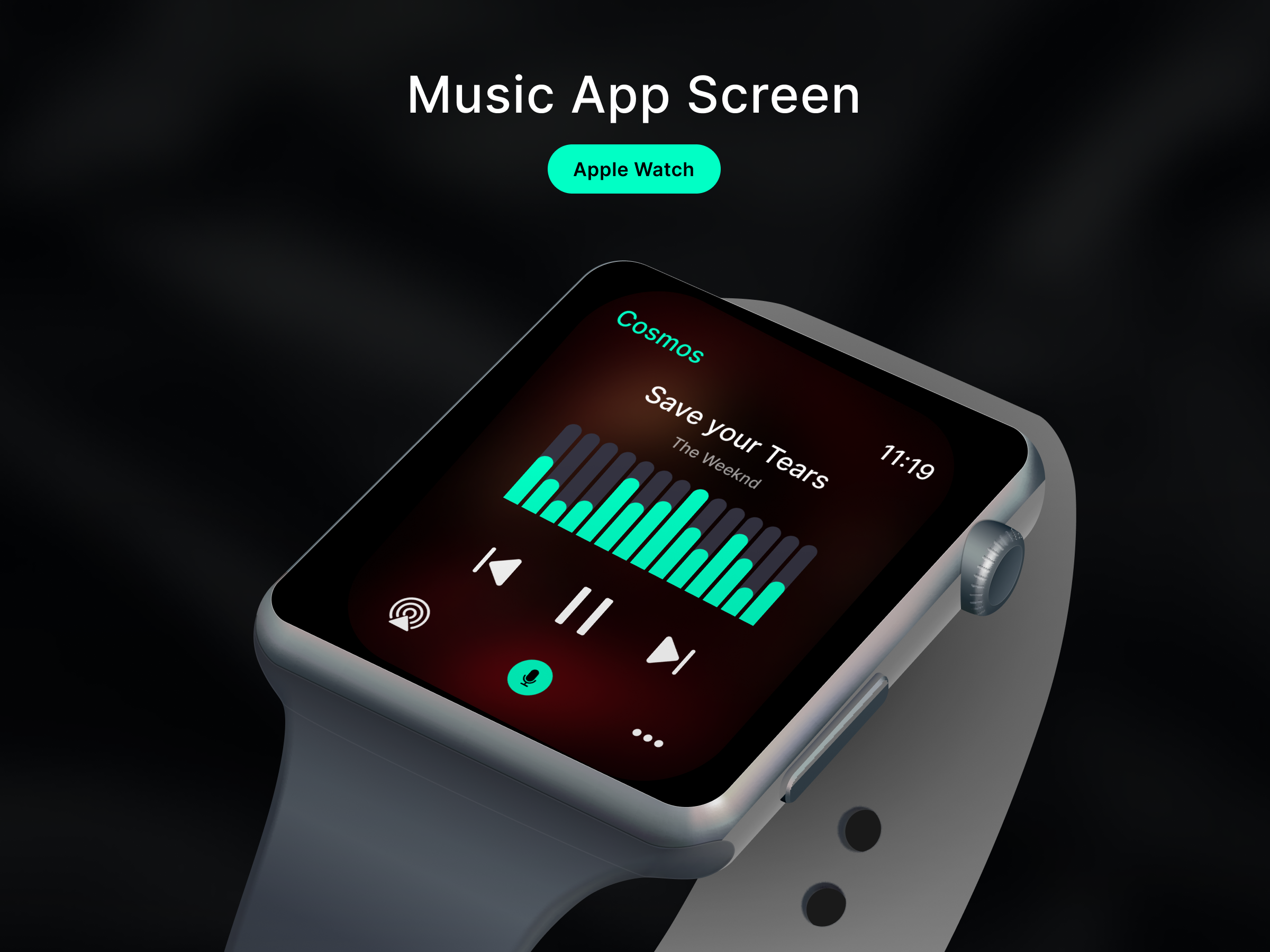Music App - Apple Watch app app design apple watch figma flutter music app mobile app mobile app ui music music app music app ui design music player music player app music player app in apple watch prototype screen smart watch ui ui design ux