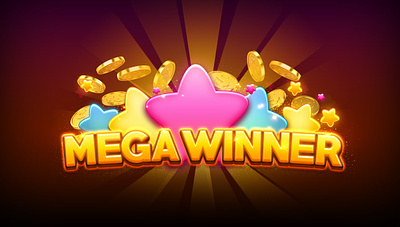 Mega Winner, Game design dribbbleshot logo mega slots star winner