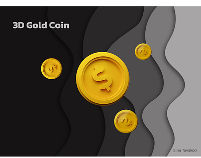💲 3D Gold Dolloar Coin 💲 3d blender branding graphic graphic design illustration logo typography vector