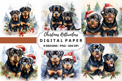 Christmas Rottweilers Backgrounds tumbler wrap