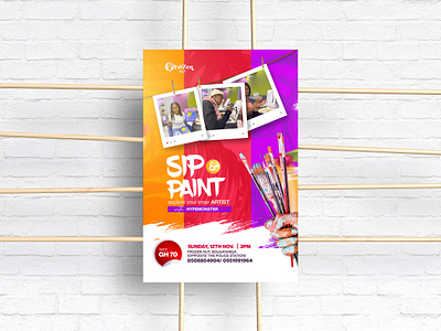 Sip and paint flyer design branding design flyer graphic design illustration logo minimal typography vector