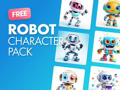 FREE Robot Characters Set 3d cool design free graphic illustration robots