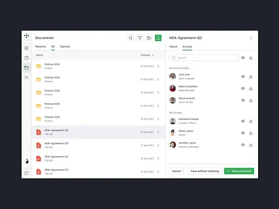 File access permissions UI app clear concept design figma minimal ui ux web