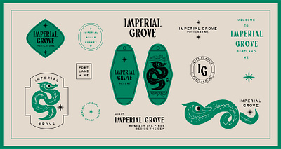 Imperial Grove Resort Brand Kit branding brandkit brandmascot hotel illustration mascot resortbrand retro vintagebrand