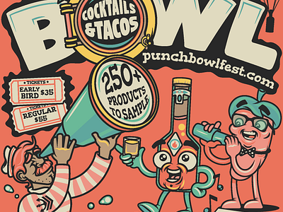 PUNCH BOWL - Festival Poster 2024 adobeillustrator branding british columbia cartoon characterdesign cocktails design digitalillustration festivalposter foodfestival freelance graphic design illustration illustrator logo poster posterdesign tacos vector