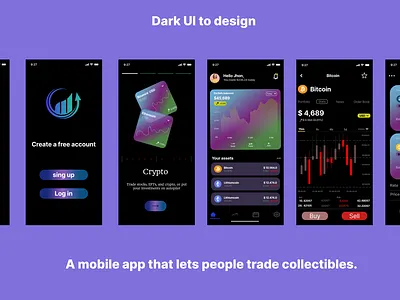 Mobile App Dark UI Design animation app branding design graphic design illustration logo motion graphics typography ui ux vector