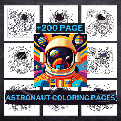 +200 Page Astronaut Coloring Pages coloring coloring book coloring pages coloring sheets design etsy graphic design illustration kid kids png png art