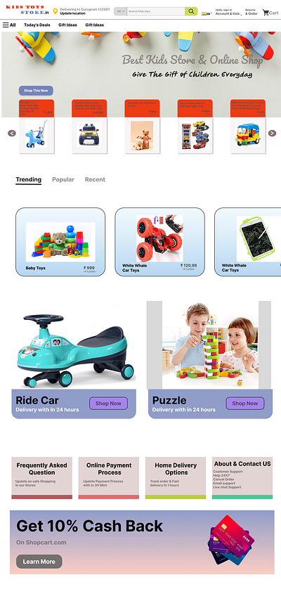 Web UI Design Ecommerce for kids 3d animation app branding design graphic design illustration logo motion graphics ui ux vector