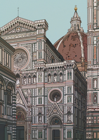 Florence architecture art digital florence illustration italy painting