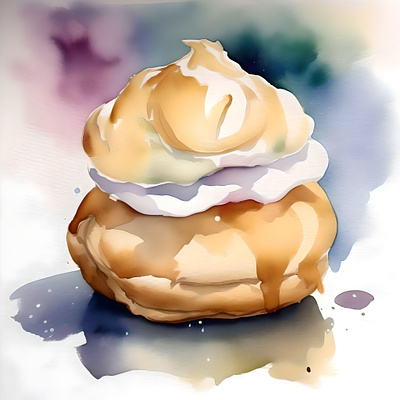 National Cream Puff Day A - January 2 - Watercolors & Pen sweet