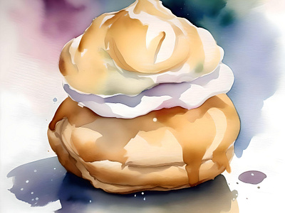 National Cream Puff Day A - January 2 - Watercolors & Pen sweet