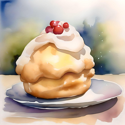 National Cream Puff Day C - January 2 - Watercolors & Pen sweet