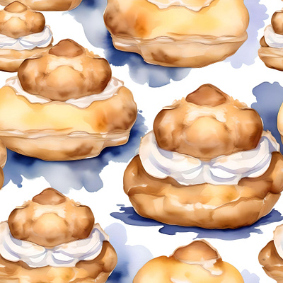 National Cream Puff Day E - January 2 - Watercolors & Pen sweet