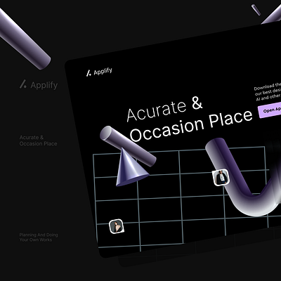 Applify Landing Page 2d 3d app application blue branding design landing landingpage planning product purple ui uiux