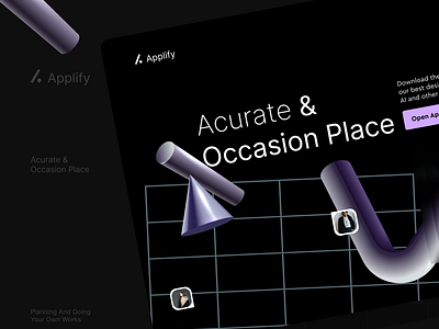 Applify Landing Page 2d 3d app application blue branding design landing landingpage planning product purple ui uiux