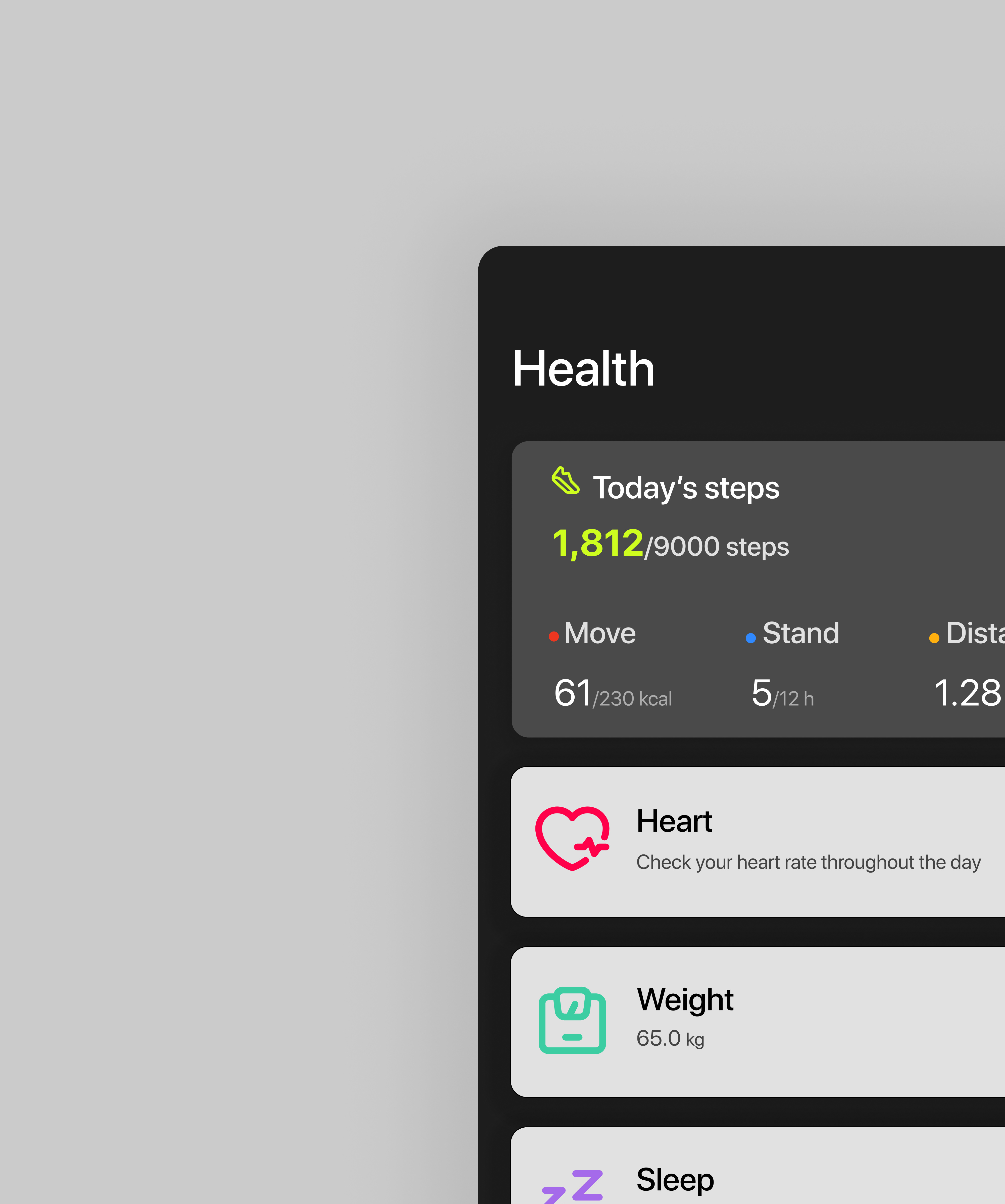 Health app UI design dropdown list app design product ui ux