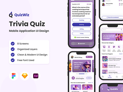 QuizWiz - Trivia Quiz Mobile App application apps challenge design interactive knowledge layout ui