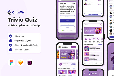 QuizWiz - Trivia Quiz Mobile App application apps challenge design interactive knowledge layout ui