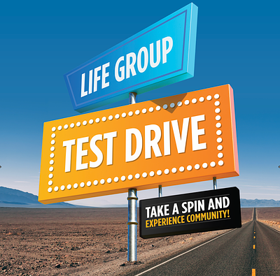 Life Group Test Drive Promo branding church church marketing community life group promotion vector