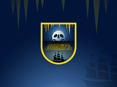 Goonies Badge 80s badge badge design cave logo goonies illustration logo logo design pirate logo skull skull logo the goonies