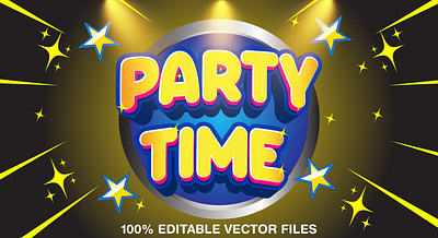 Party Time 3d text style effect 3d 3d text effect attractive background design font effect fonts graphic design illustration party party background party effect party time text vector vector text vector text mockup