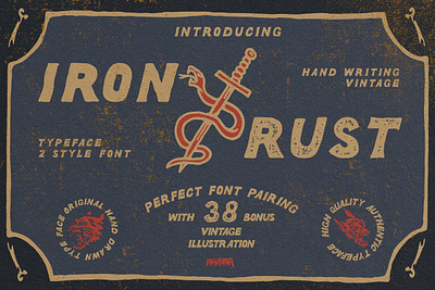Iron Rust Font + Free 38 Icon Free Download desert display displayfont font icon iconvintage illustrasi iron rust sanserif font serif texture