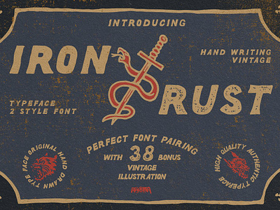 Iron Rust Font + Free 38 Icon Free Download desert display displayfont font icon iconvintage illustrasi iron rust sanserif font serif texture