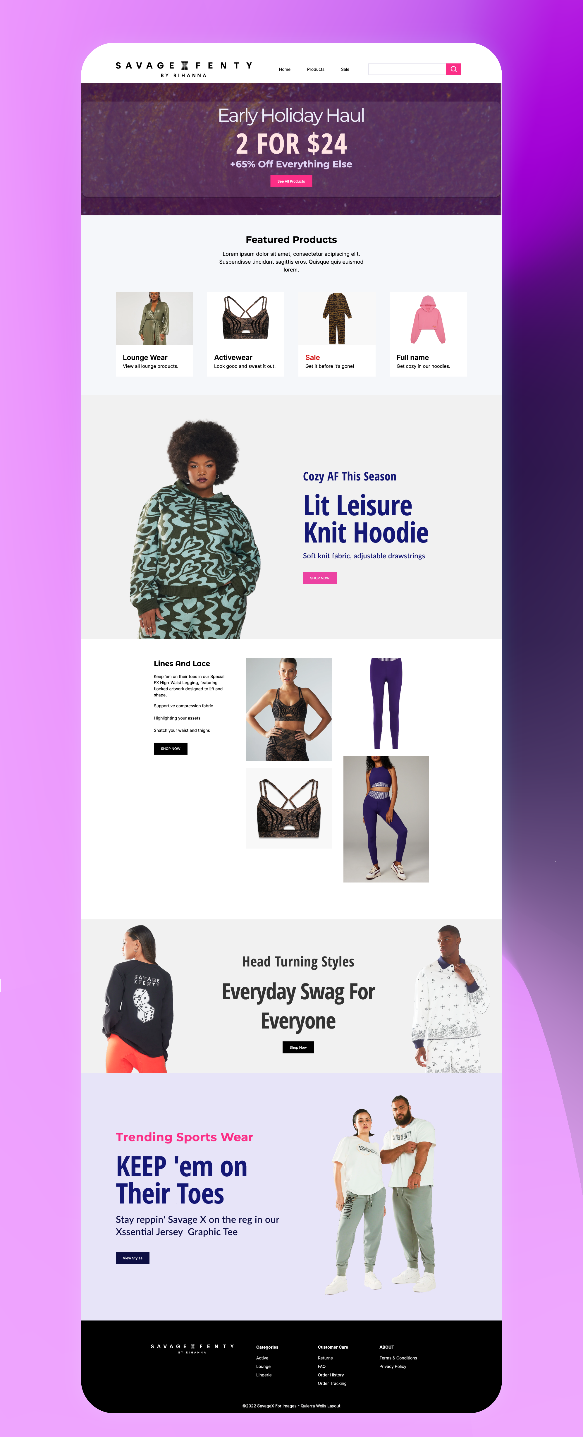 Designing Elegance: Figma & Webflow for Rihanna's Savage Fenty eccomerce figma holiday sale lounge online shop product detail product page sale savage fenty shop shopping sports webflow