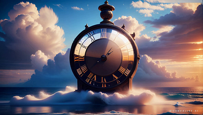 Large clock on sea... animation graphic design