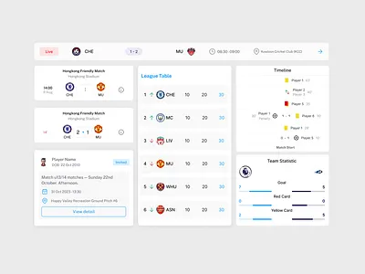 Soccer UI Component component sport app ui ui component