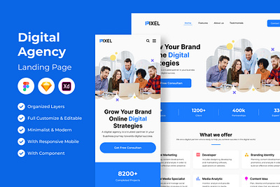 Pixel - Digital Agency Landing Page web