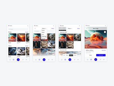 Gallery designs for AI chatbot ai ai chatbot artificial intelligence chatbot media media gallery media management mobile mobile ui mobile ux photo gallery photos product design ui ui design ux ux design web app