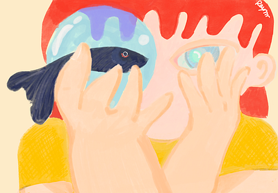 fish eye - illustration fish girl graphic design illustration