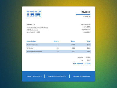 #️⃣0️⃣4️⃣6️⃣ Invoice - IBM design desktop figma logo phone prototype ui ux uxuidesigner