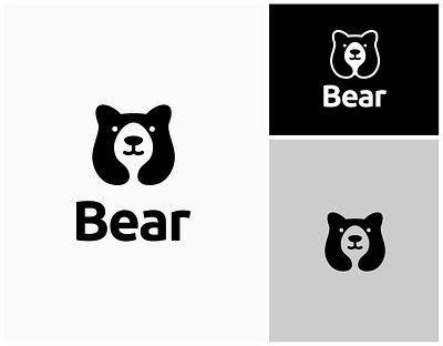 Bear Minimalist Logo animal bear black branding design face flat graphic design grizzly head illustration logo logo design minimal minimalist negative space silhouette simple vector wildlife