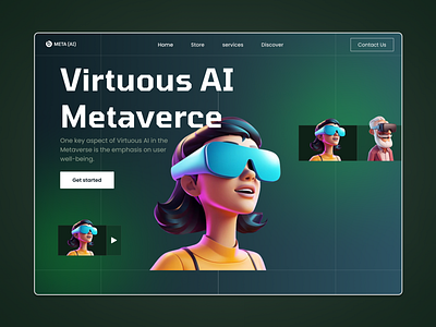 Metaverse Website Hero Section 3d airesponsibility animation branding digitalsustainability etaverseethics ethicaldesign ethicaltechdesign graphic design humancenteredai irtuousdesign logo motion graphics techwithpurpose ui virtualwellness virtuousai