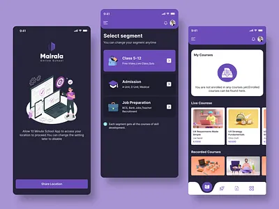 Online School App - Mairala app branding courses design education app educational intellectual ios learning platform mairala mobile app omar faruk online course online school online school app mairala school student study ui ux
