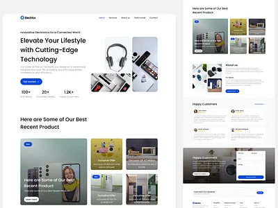 Electronic Store Landing Page blue design landing page minimalist modern online store ui ui design web design