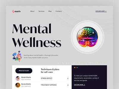 Mental Wellness Website health health care landing page meditation medtech mental care mental health mental wellness mindfullness online doctor uiux web design webdesign website design yoga