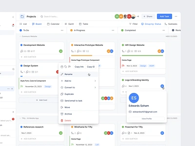 Project Management Dashboard board clean dashboard dashboard app dipa inhouse interface kanban minimal product product design project management dashboard saas ui ux web app web app design