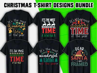 CHRISTMAS T-SHIRT DESIGNS BUNDLE design merry christmas