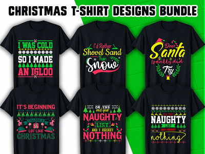 CHRISTMAS T-SHIRT DESIGNS BUNDLE design merry christmas